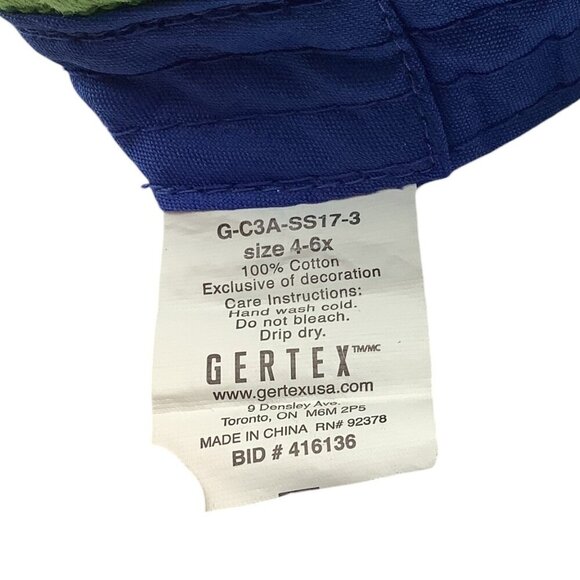 Gertex Girls Cheeseburger Bucket Hat Blue & Green Embroidered Size 4-6X Cotton - Picture 4 of 5